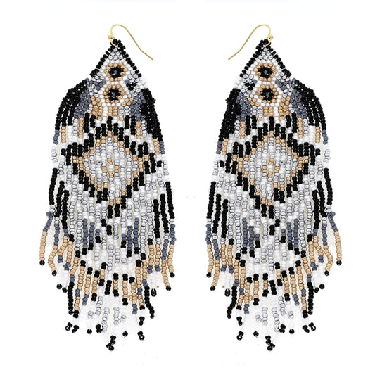 Native American Tassel Earrings BLACK