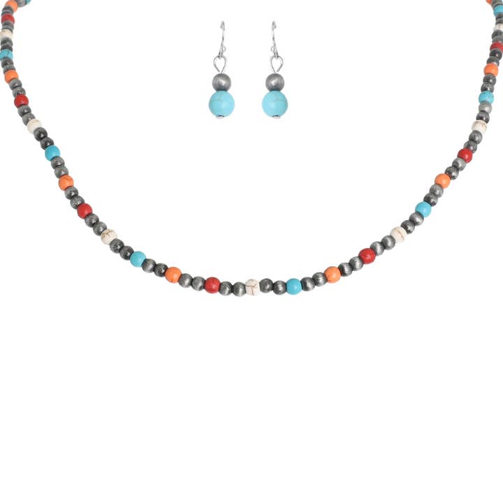 Western Navajo Pearl Turquoise Beaded Necklace Set