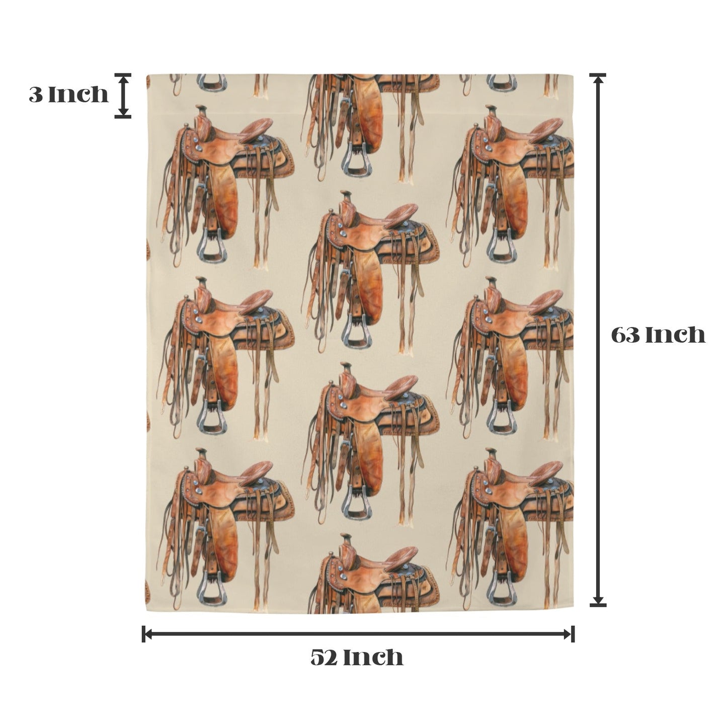 Baha Ranch Saddle Print Window Curtain Drapes 52"x63" Made in America