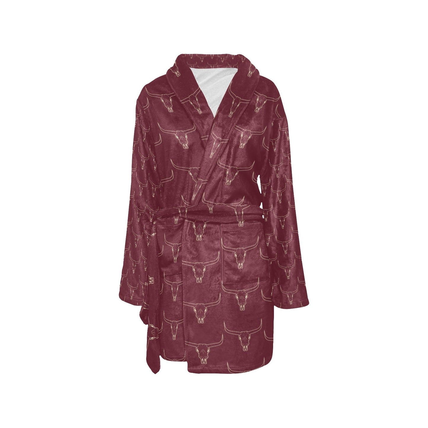 Baha Ranch Burgundy Longhorn Women's Western Bath Robe