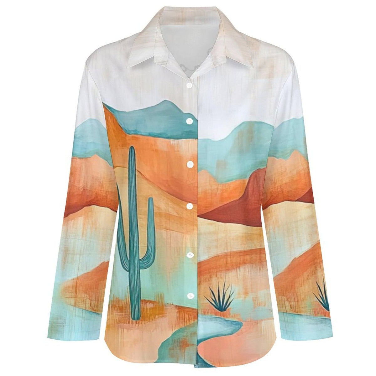Baha Ranch Peace Within Desert Cactus Button Up Blouse
