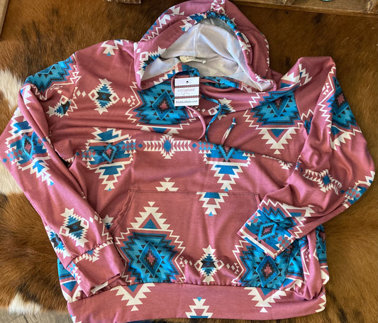 PINK AZTEC HOODIE