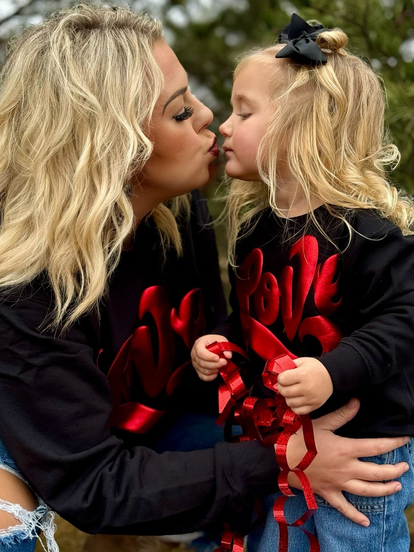 Love in Metallic Red Puff on Youth Sweatshirt