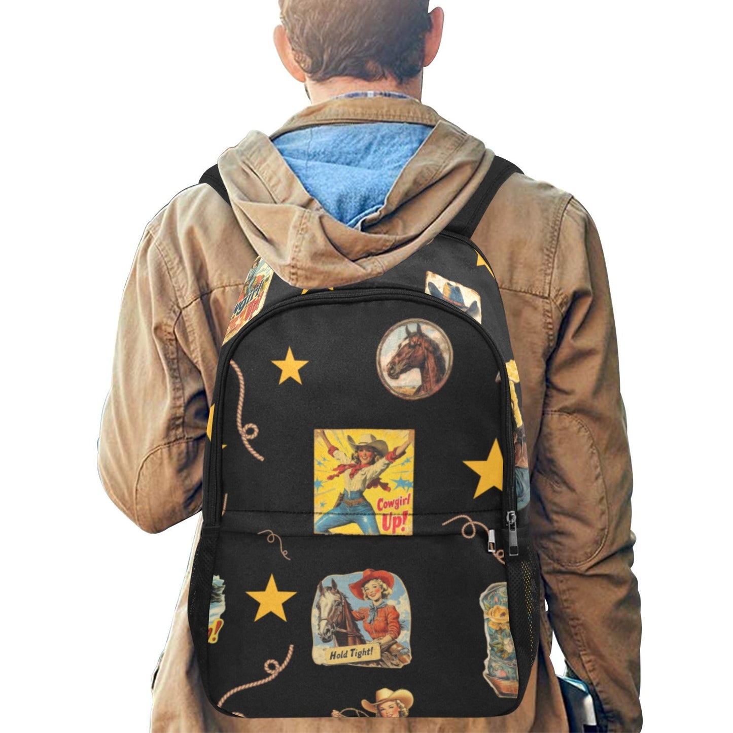 Baha Ranch Vintage Cowgirl Collage Backpack