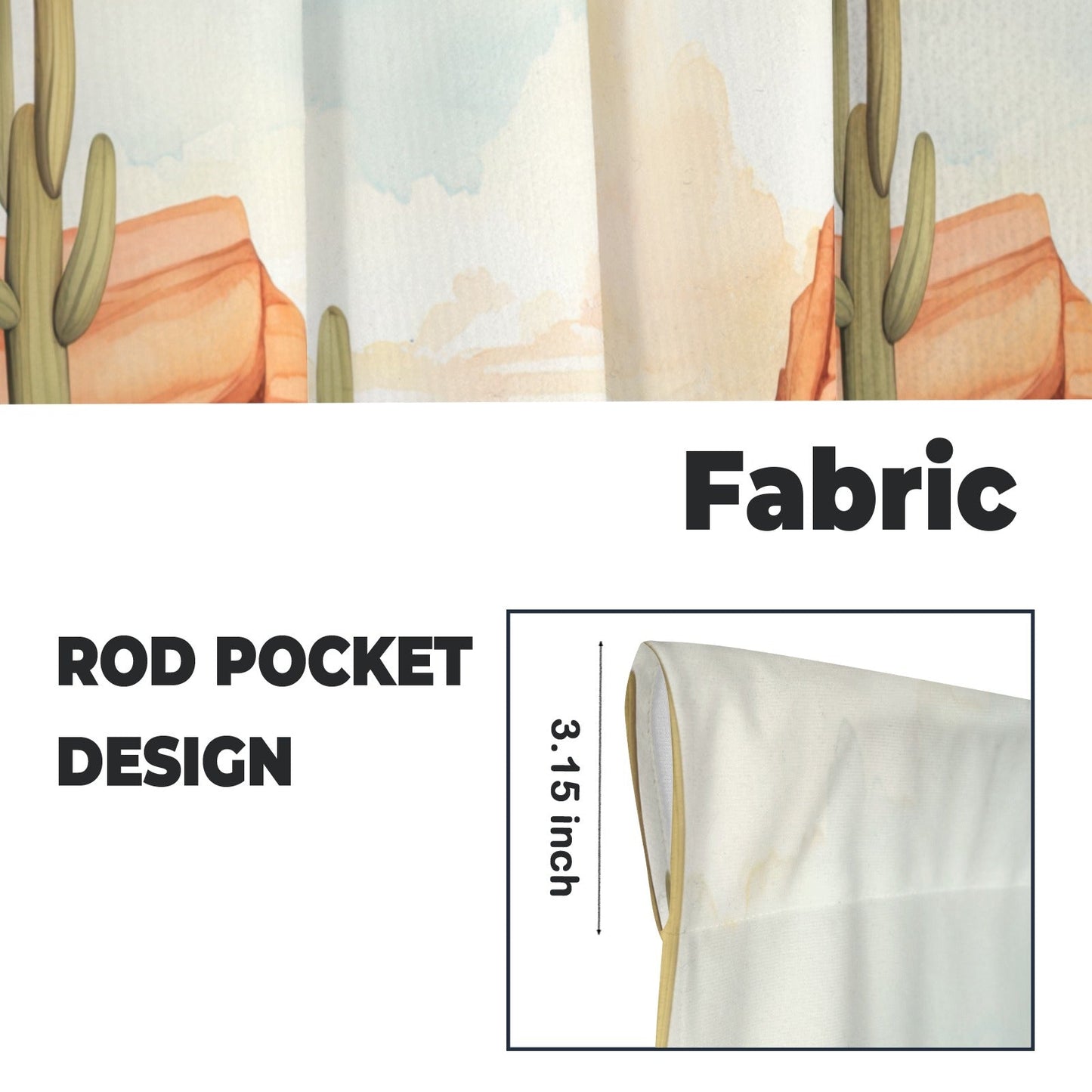 Baha Ranch Watercolor Desert Curtains 28"x40" (2-Piece) Made in America