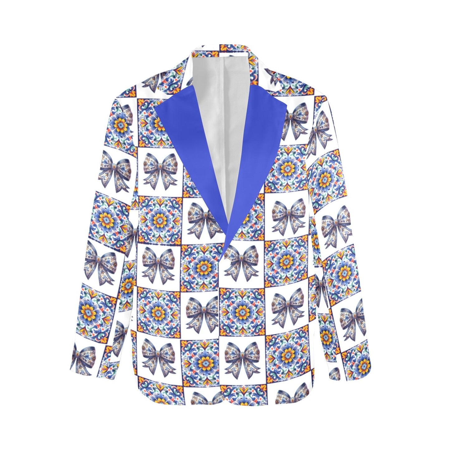 Baha Ranch Blue Bow Talavera Floral Blazer
