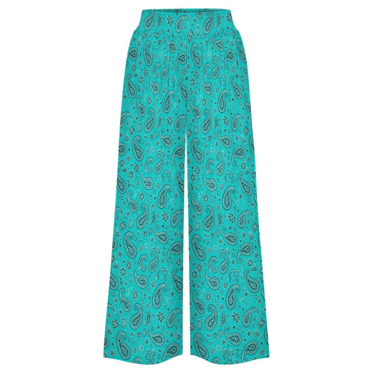 Baha Ranch Turquoise Paisley Bandana Wide Leg Pants
