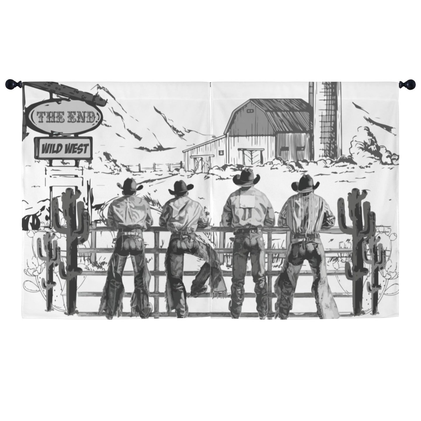 Baha Ranch Cowboy Ranch Window Curtain 52"x63" Made in America