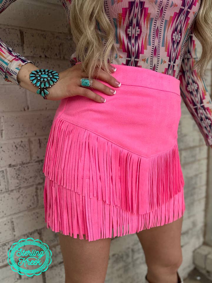 Fort Worth Fringe Skirt Pink