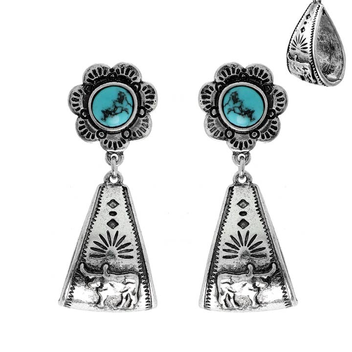 Western Navajo Turquoise Loop Post Earrings