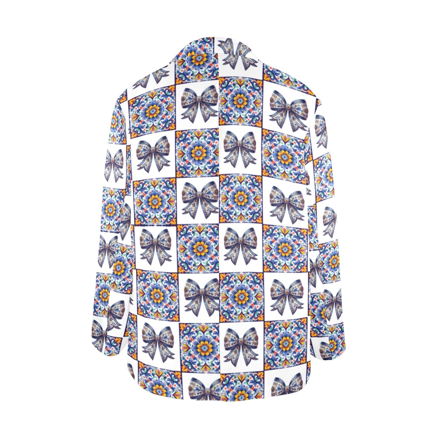 Baha Ranch Blue Bow Talavera Floral Blazer