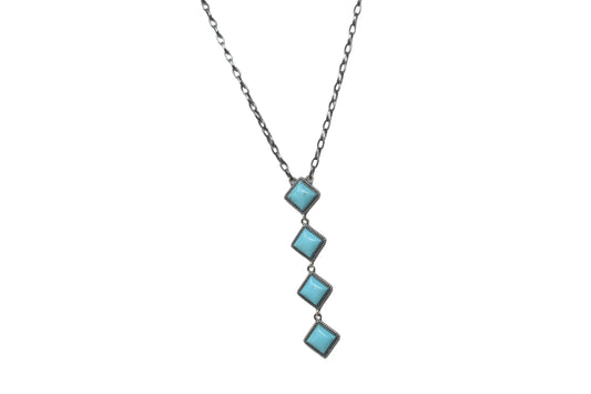 Turquoise Diamond Lariat Necklace