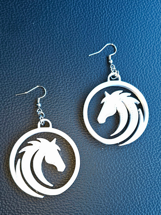 Baha Ranch 3D Print Silver Silk western Earrings Choice of styles Made in America
