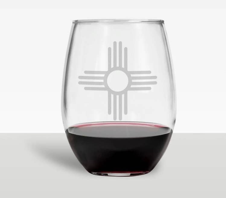 New Mexico Flag / Zia Wine Glass