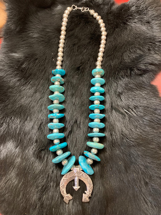 Gary Custer Pendant on Kingman Disc with Navajo pearls