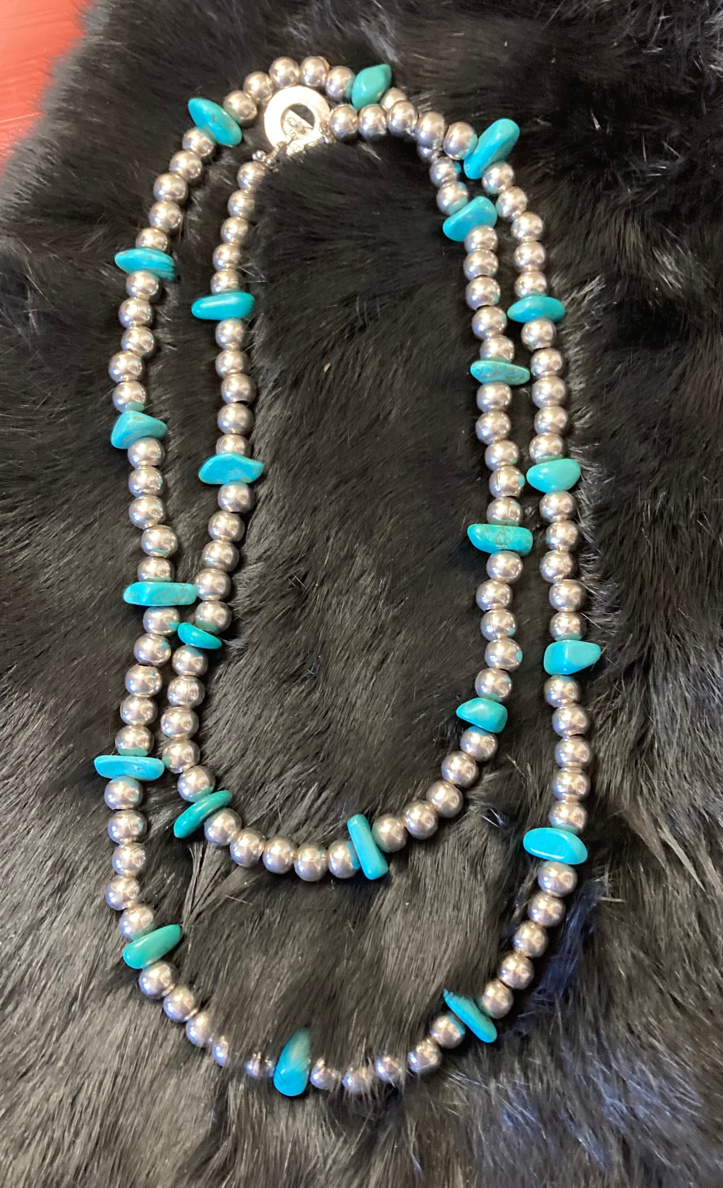 Long Navajo Pearl with Large Turquoise chip