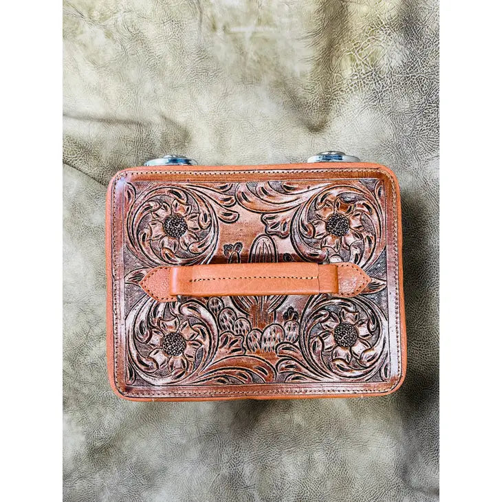 Tooled leather with locket Jewelry box