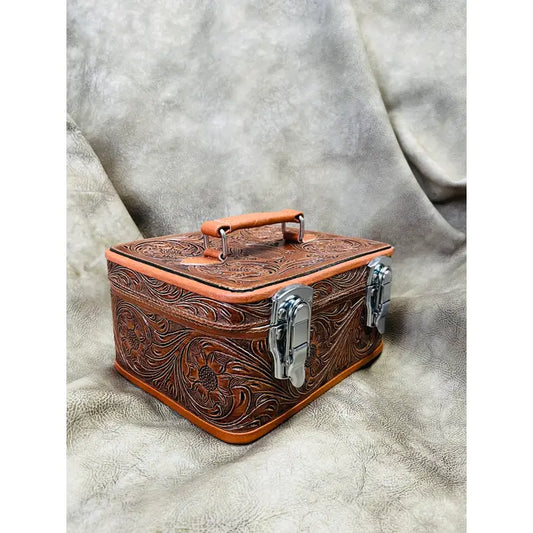 Tooled leather with locket Jewelry box